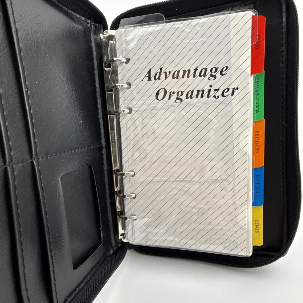Vintage‎ 90s Y2k Philippe Amiel Leather Black Deluxe Personal Organizer Planner